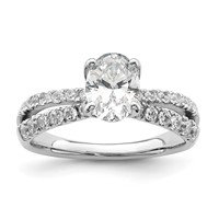 14K White Gold 1.62 Carat Lab Grown Diamond VS+ F+ Oval Complete Engagement Ring view 1