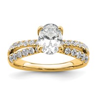 14K Yellow Gold 1.62 Carat Certified Lab Grown Diamond VS+ F+ Oval Complete Engagement Ring view 1
