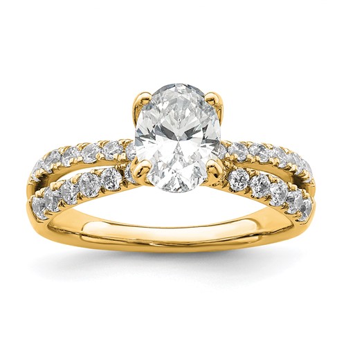 14K Yellow Gold 1.62 Carat Certified Lab Grown Diamond VS+ F+ Oval Complete Engagement Ring