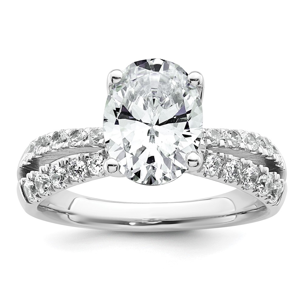 14K White Gold 1.62 Carat Certified Lab Grown Diamond VS+ F+ Oval Complete Engagement Ring