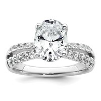 14K White Gold 1.62 Carat Certified Lab Grown Diamond VS+ F+ Oval Complete Engagement Ring view 1