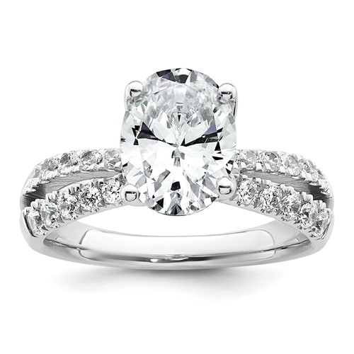 14K White Gold 1.62 Carat Certified Lab Grown Diamond VS+ F+ Oval Complete Engagement Ring