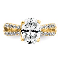 14K Yellow Gold 1.62 Carat Certified Lab Grown Diamond VS+ F+ Oval Complete Engagement Ring view 4