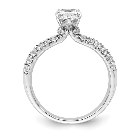 14k White Gold 5/8 carat Lab Grown Diamond VS/SI+ G+ 1 carat Center Pear Semi Mount Engagement Ring