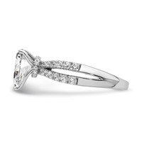 14K White Gold 0.62 Carat Lab Grown Diamond VS SI+ G+ 1 Carat Center Pear Semi Mount Engagement Ring view 3