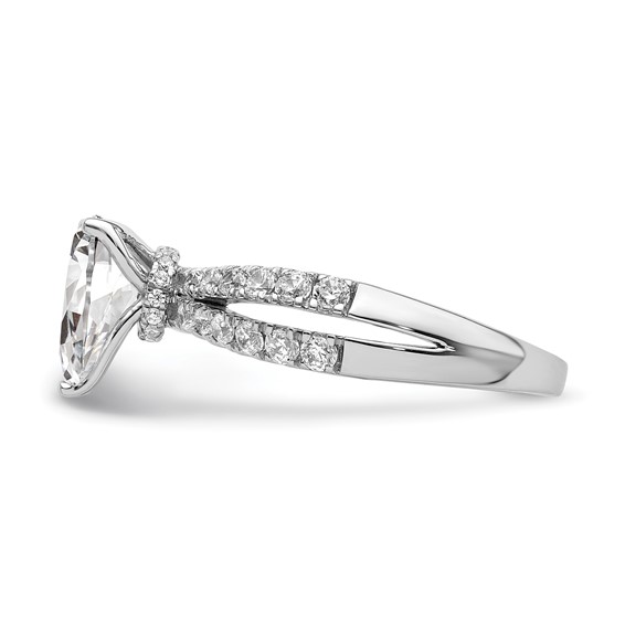 14k White Gold 5/8 carat Lab Grown Diamond VS/SI+ G+ 1 carat Center Pear Semi Mount Engagement Ring