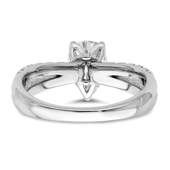 14k White Gold 5/8 carat Lab Grown Diamond VS/SI+ G+ 1 carat Center Pear Semi Mount Engagement Ring