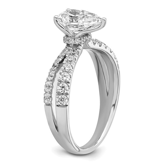 14k White Gold 5/8 carat Lab Grown Diamond VS/SI+ G+ 1 carat Center Pear Semi Mount Engagement Ring