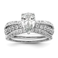 14K White Gold 0.62 Carat Lab Grown Diamond VS SI+ G+ 1 Carat Center Pear Semi Mount Engagement Ring view 4