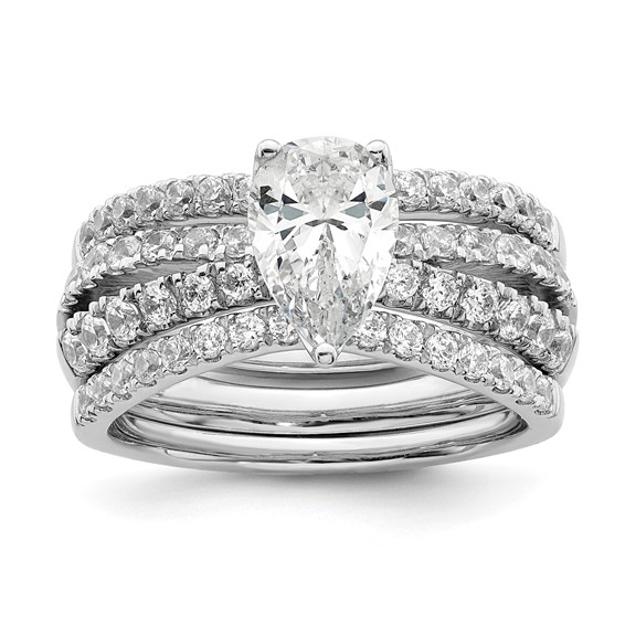 14k White Gold 5/8 carat Lab Grown Diamond VS/SI+ G+ 1 carat Center Pear Semi Mount Engagement Ring