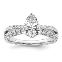 14K White Gold 0.62 Carat Lab Grown Diamond VS SI+ G+ 1 Carat Center Pear Semi Mount Engagement Ring view 1