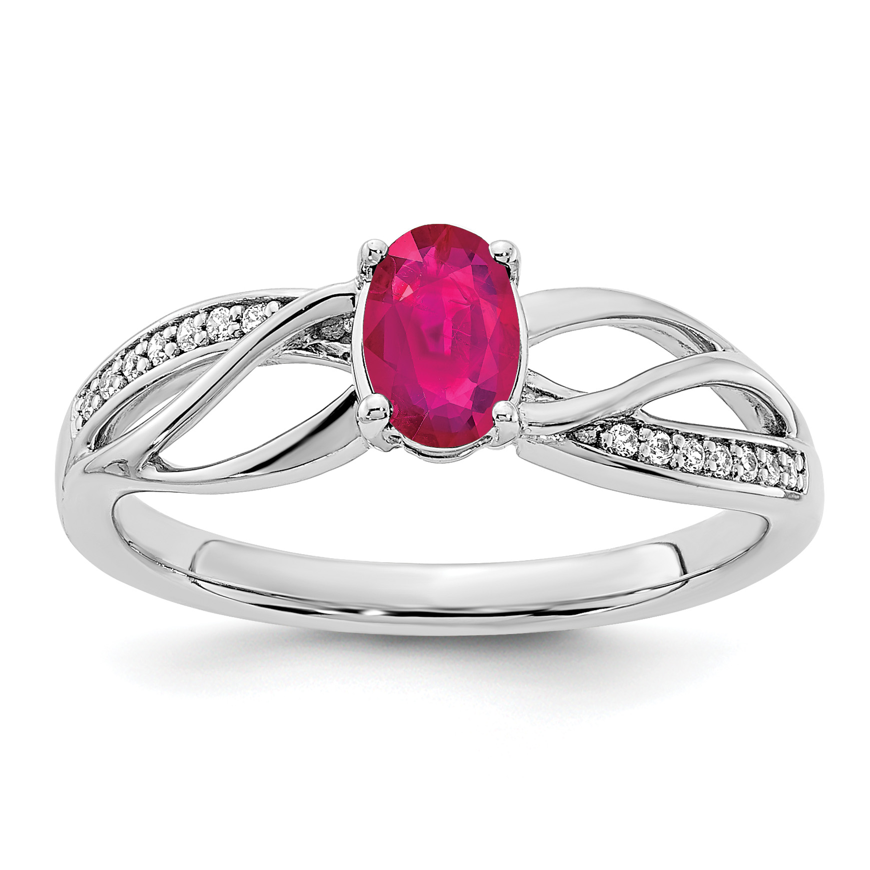 14k White Gold Polished Ruby and Diamond Ring (RM8001-RU-009-WA)