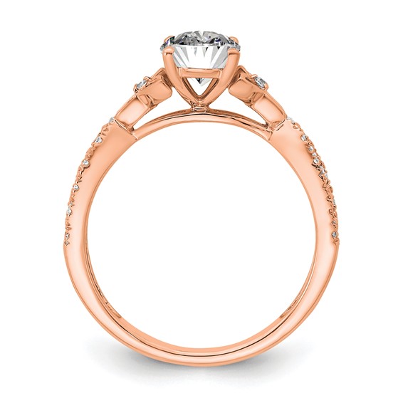14k Rose Gold Semi-mount Diamond Celtic Knot Oval Engagement Ring