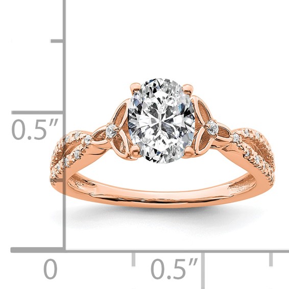 14k Rose Gold Semi-mount Diamond Celtic Knot Oval Engagement Ring