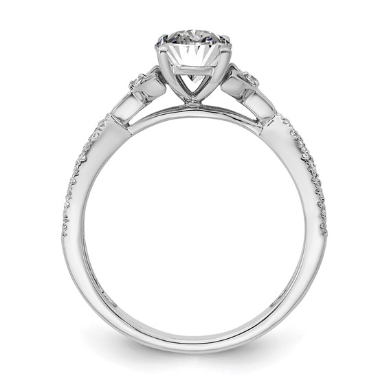 14k White Gold Semi-mount Diamond Celtic Knot Oval Engagement Ring