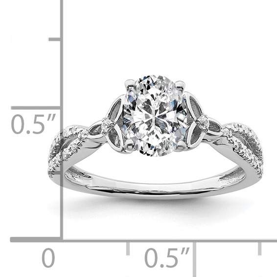 14k White Gold Semi-mount Diamond Celtic Knot Oval Engagement Ring