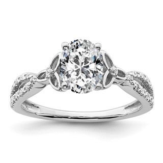 14k White Gold Semi-mount Diamond Celtic Knot Oval Engagement Ring