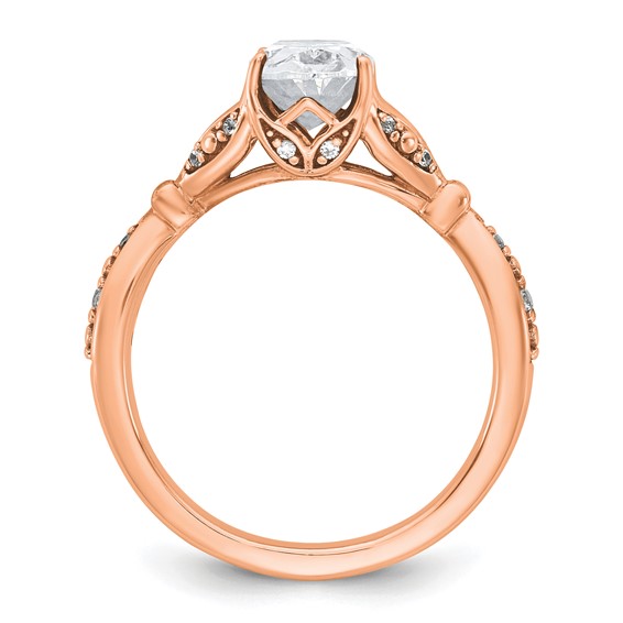 14k Rose Gold Semi-mount Diamond Oval Center Engagement Ring