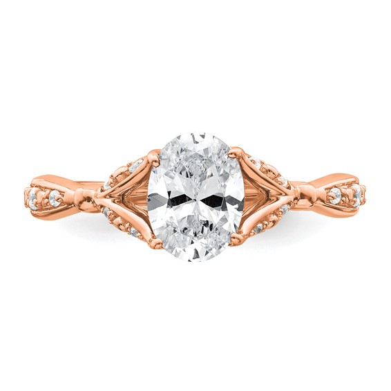 14k Rose Gold Semi-mount Diamond Oval Center Engagement Ring