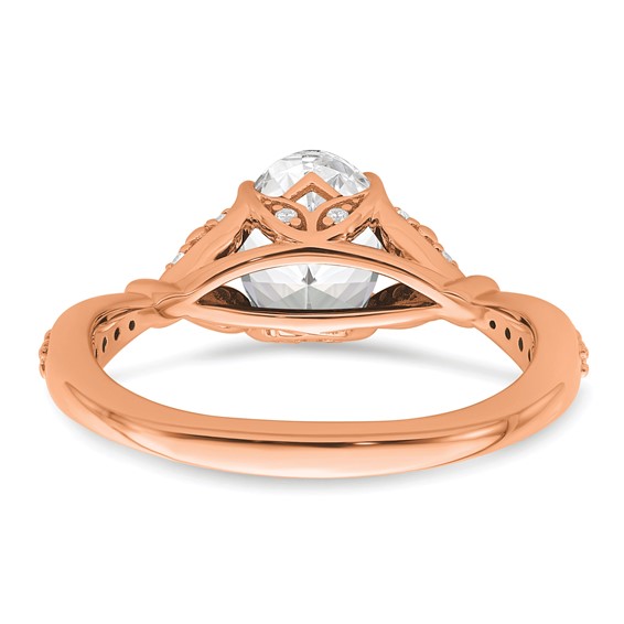14k Rose Gold Semi-mount Diamond Oval Center Engagement Ring