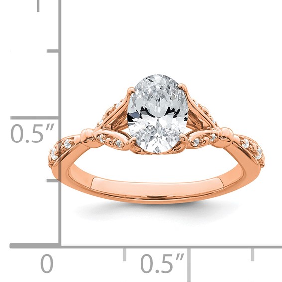 14k Rose Gold Semi-mount Diamond Oval Center Engagement Ring