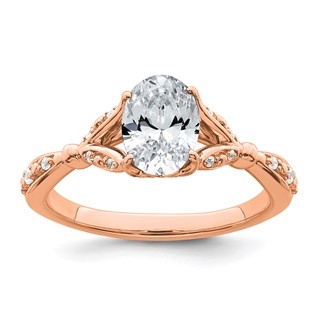 14k Rose Gold Semi-mount Diamond Oval Center Engagement Ring