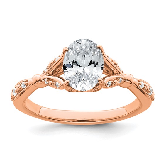 14k Rose Gold Semi-mount Diamond Oval Center Engagement Ring
