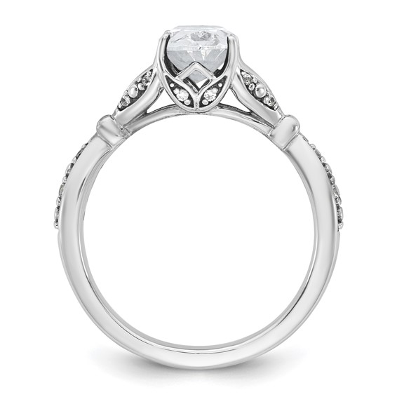 14k White Gold Semi-mount Diamond Oval Center Engagement Ring