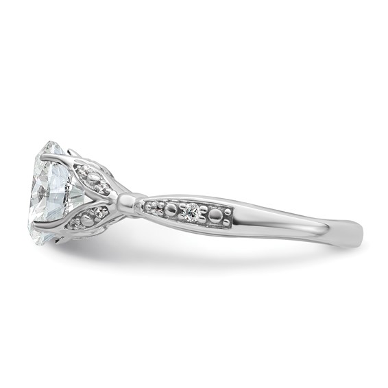 14k White Gold Semi-mount Diamond Oval Center Engagement Ring