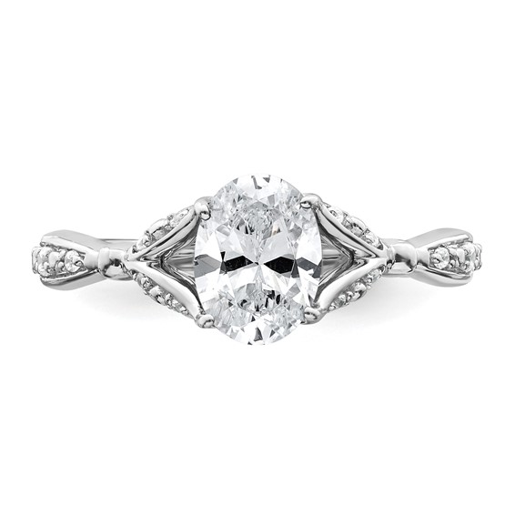 14k White Gold Semi-mount Diamond Oval Center Engagement Ring