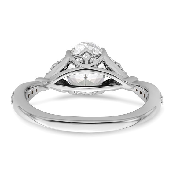 14k White Gold Semi-mount Diamond Oval Center Engagement Ring