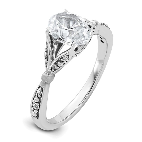 14k White Gold Semi-mount Diamond Oval Center Engagement Ring