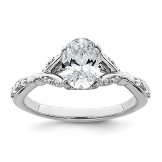 14k White Gold Semi-mount Diamond Oval Center Engagement Ring