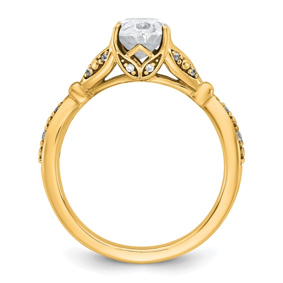 14k Semi-mount Diamond Oval Center Engagement Ring