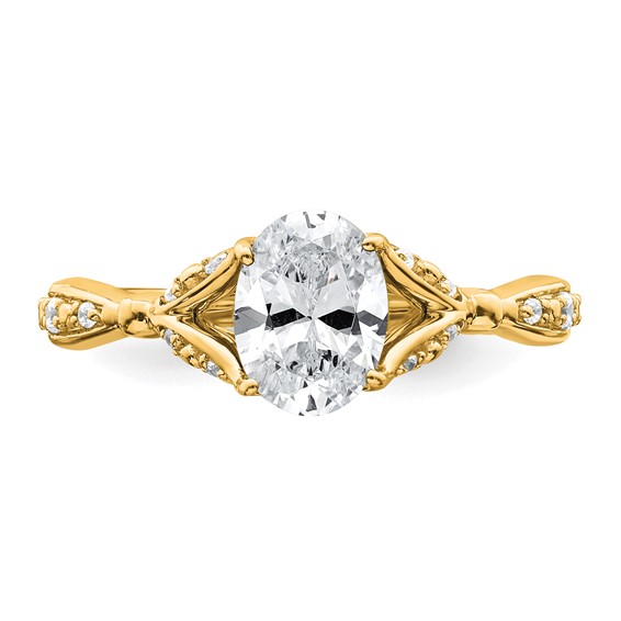 14k Semi-mount Diamond Oval Center Engagement Ring