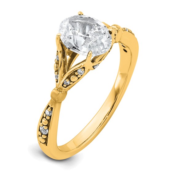 14k Semi-mount Diamond Oval Center Engagement Ring
