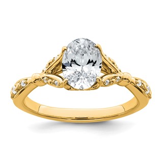 14k Semi-mount Diamond Oval Center Engagement Ring