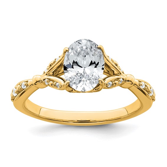14k Semi-mount Diamond Oval Center Engagement Ring