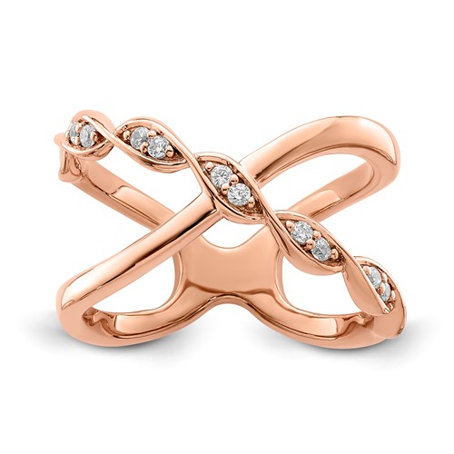 RG Sterling Silver CZ Criss-Cross Fashion Ring