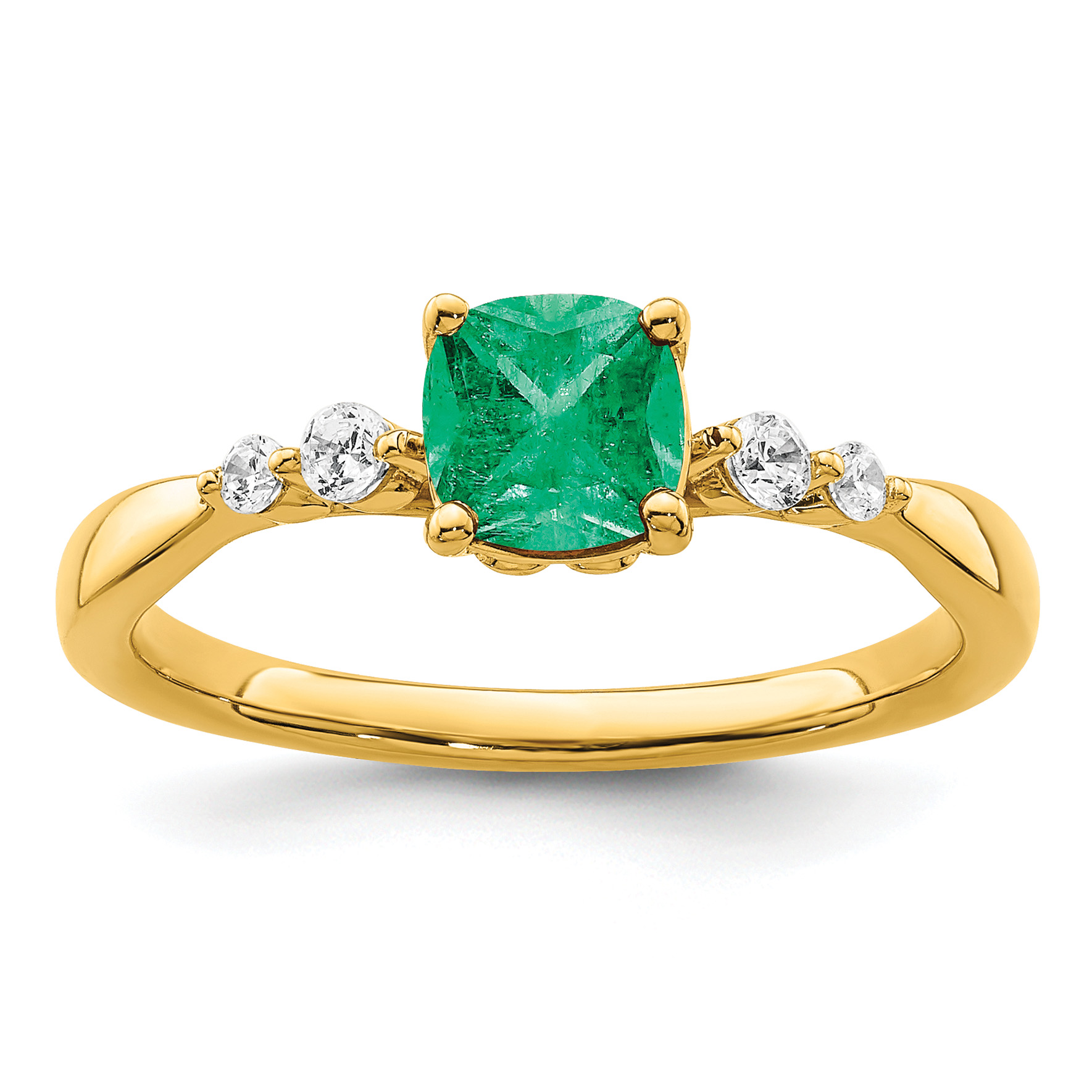 14k Gold Polished Emerald and Diamond Ring (RM8149-EM-055-YA)