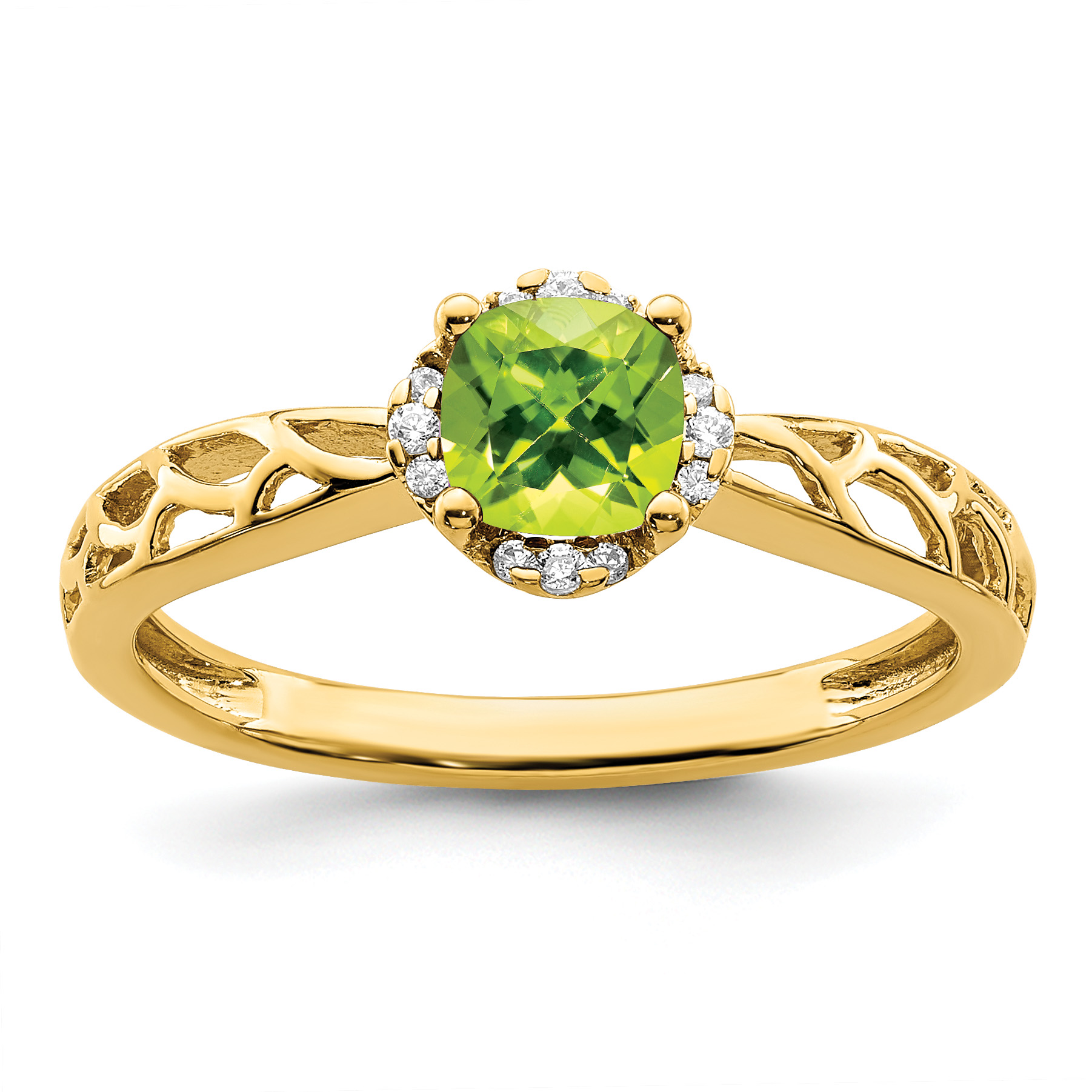 14k Gold Polished Peridot and Diamond Ring (RM8151-PE-060-YA)