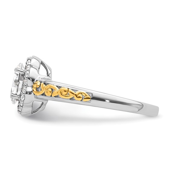 14k Two-tone Oval Vintage Halo Semi-Mount Engagement Ring