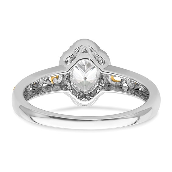 14k Two-tone Oval Vintage Halo Semi-Mount Engagement Ring
