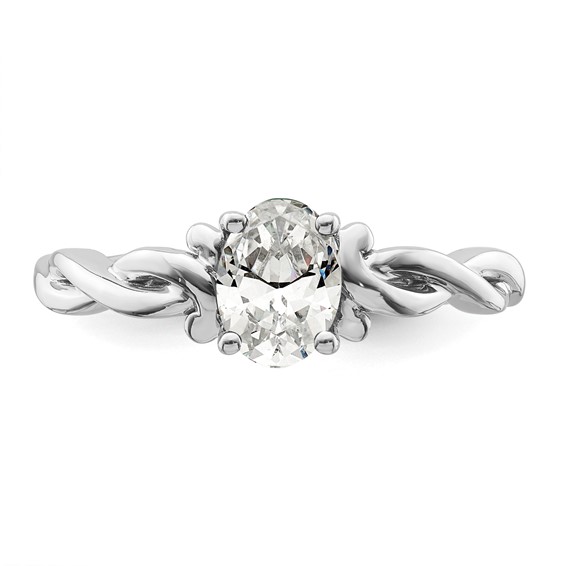 14k White Gold Oval Setting Twisted Band Engagement Ring Mounting