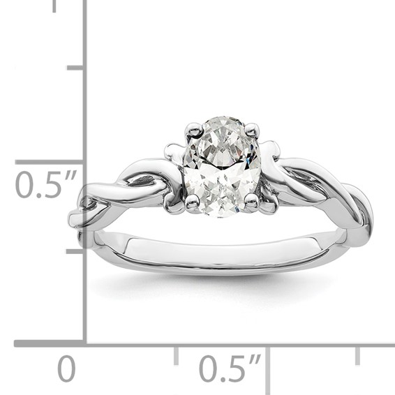14k White Gold Oval Setting Twisted Band Engagement Ring Mounting