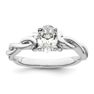 14k White Gold Oval Setting Twisted Band Engagement Ring Mounting