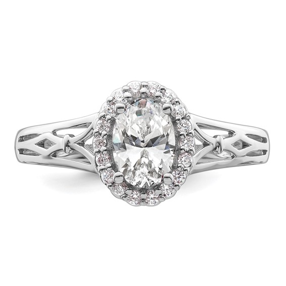 14k White Gold Oval Halo Semi-Mount Engagement Ring