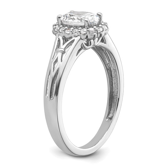 14k White Gold Oval Halo Semi-Mount Engagement Ring