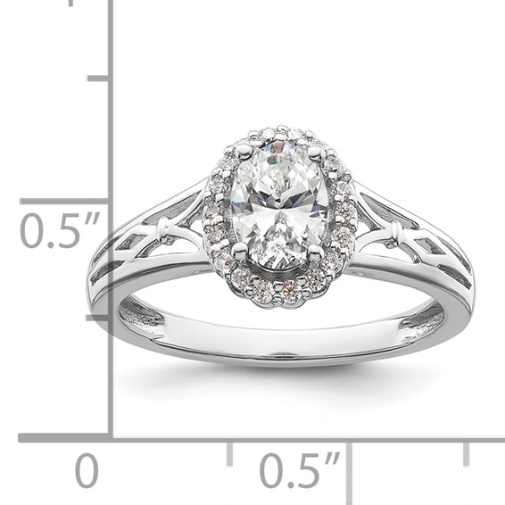 14k White Gold Oval Halo Semi-Mount Engagement Ring