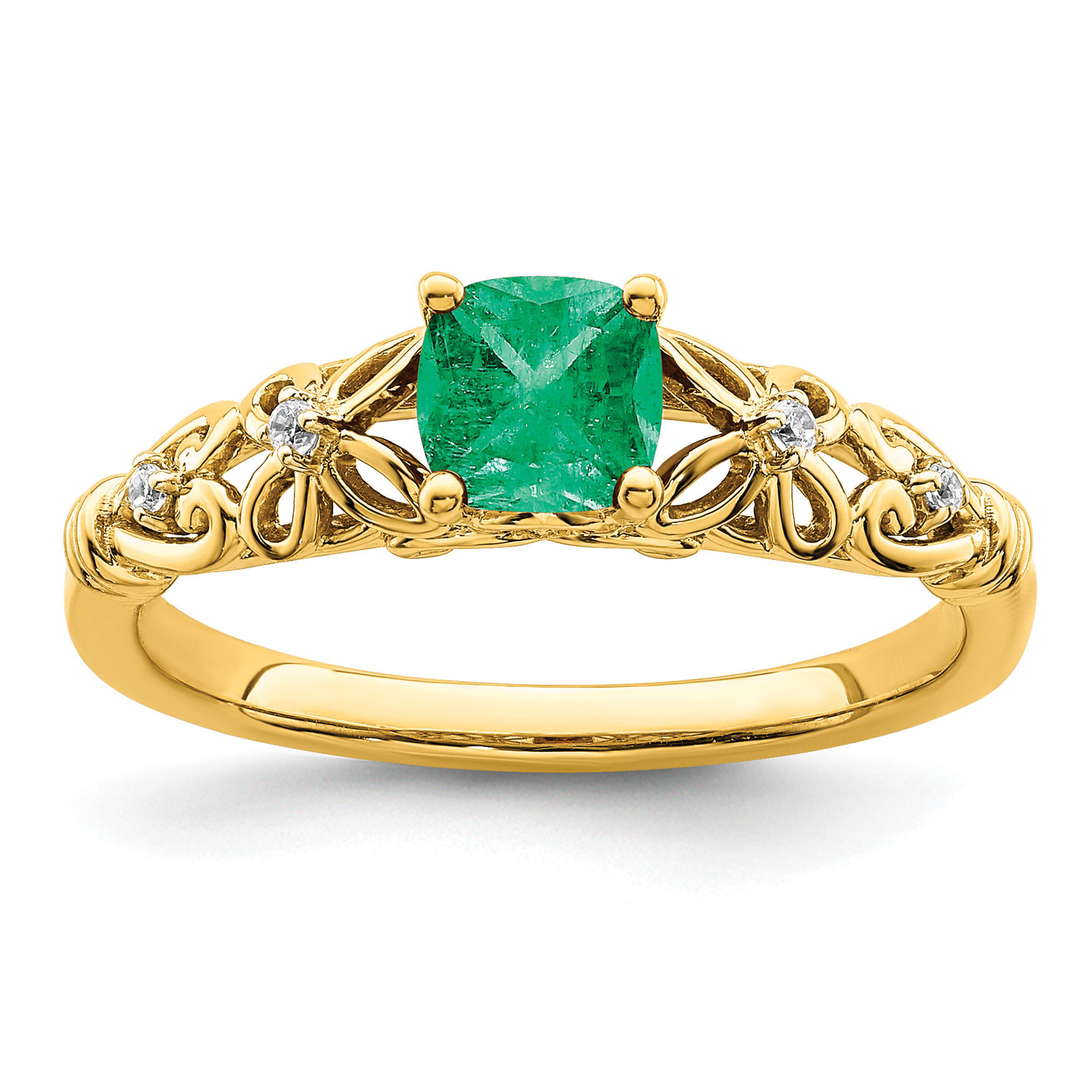 14k Gold Polished Emerald and Diamond Ring (RM8175-EM-055-YA)